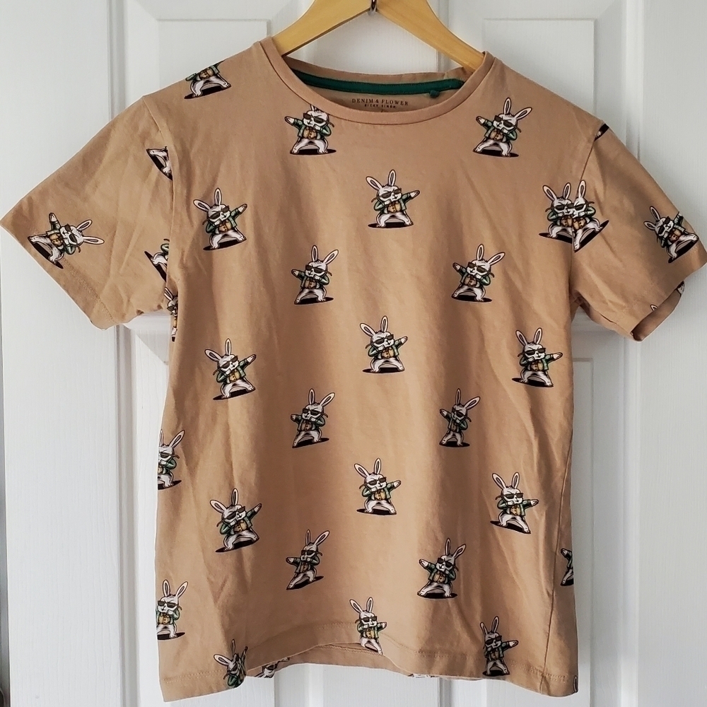 Denim and Flower bunny short sleeve sirt size